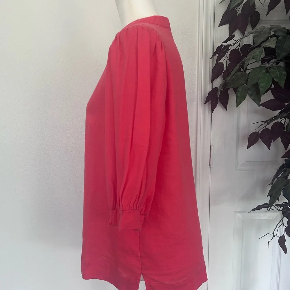 Lilly Pulitzer Coral Pink V-Neck Linen Blouse